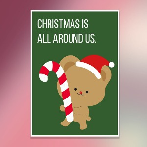 B4사이즈 곰돌이 산타 크리스마스 인테리어 포스터